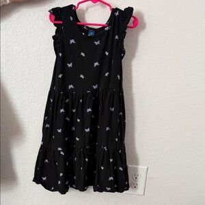 Black Butterfly Print Kids Dress